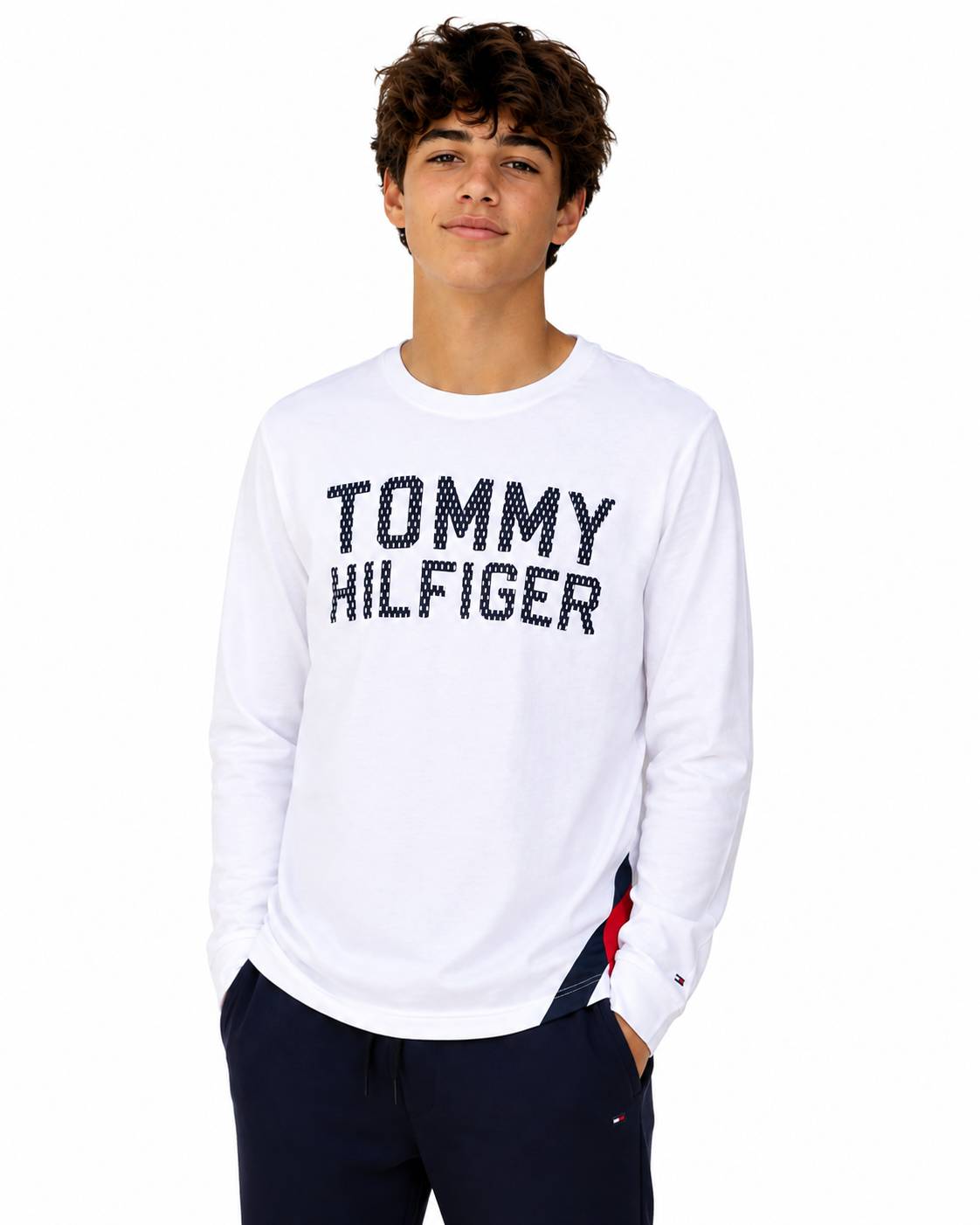 Tommy Hilfiger Big Boys Side Flag Long Sleeve T-shirt
