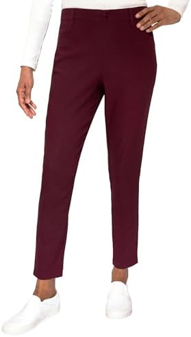 Mario Serrani Women S Textured Pull on Pants  Burgundy  XL
