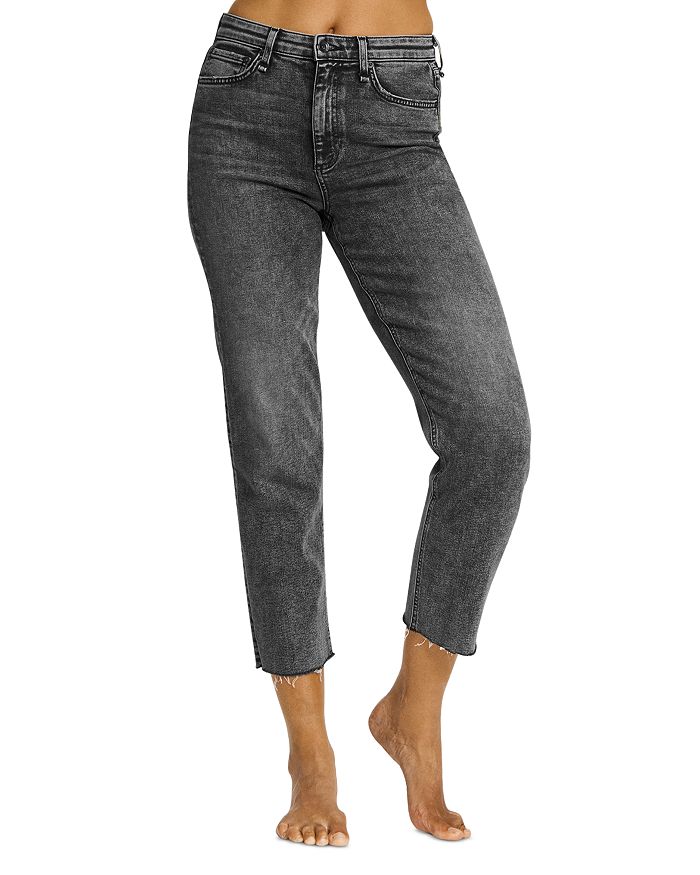 Rag & Bone Nina High Rise Ankle Slim Straight Cigarette Jeans in Black Sage