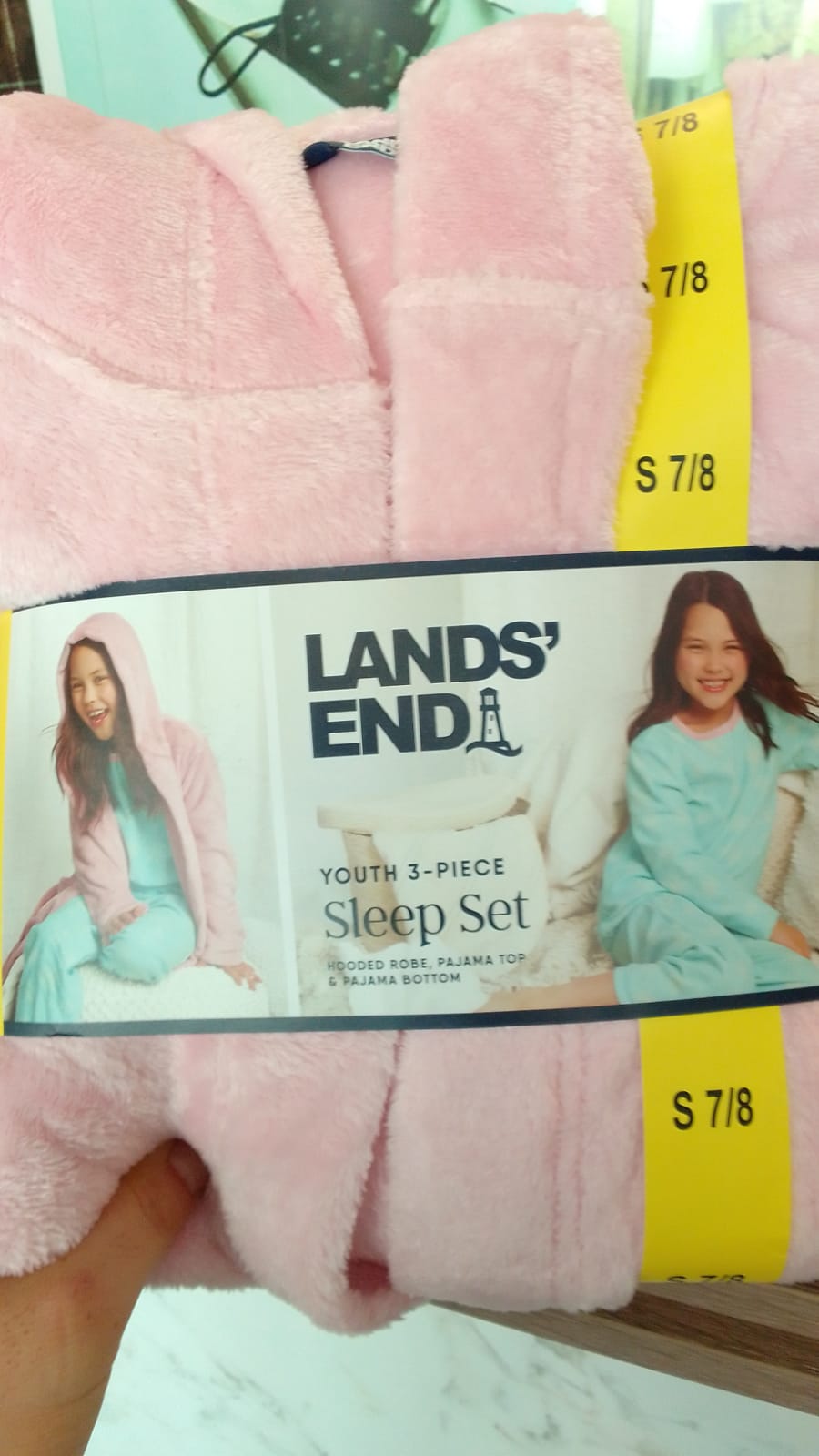 Lands' End Youth 2-Piece Pink Pajama + Robe Set