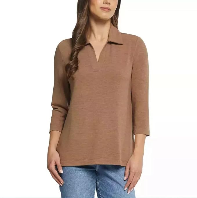 Matty M Ladies  3/4 Sleeve Collared Polo Top