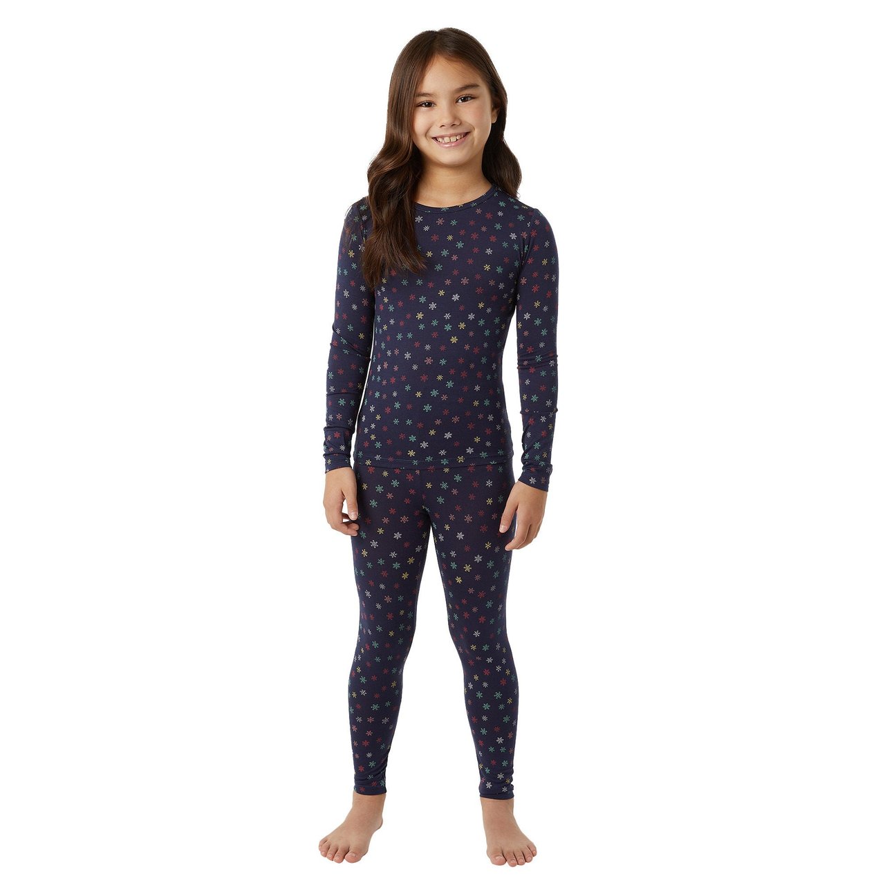 32 Degrees Kid's Heat Base Layer Set (Navy Snowflake, X-Large)
